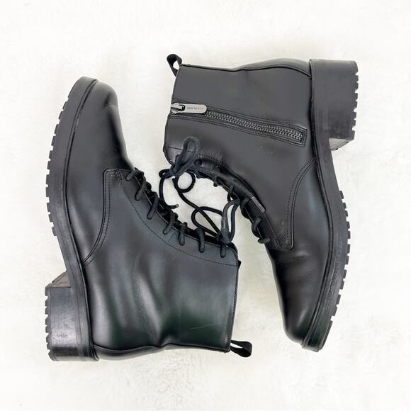 Everlane Women’s The Modern Utility Black Leather Lace Up Ankle Moto Boots 9 - Picture 6 of 15